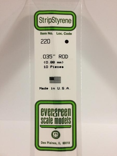 [ EG220 ] Evergreen styrene rond vol 0.9 mm x 360 mm (10st)