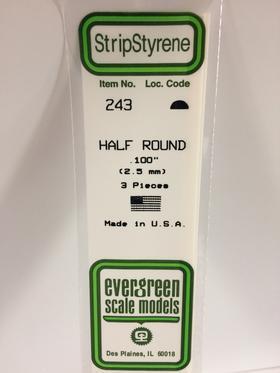 [ EG243 ] Evergreen styrene  half-rond vol 2.5 mm x 360 mm (3st.)    