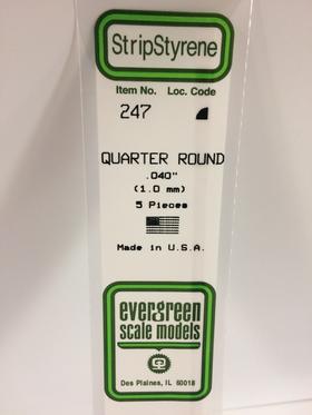 [ EG247 ] Evergreen styrene Kwart-rond 1mmX350mm(5s.)