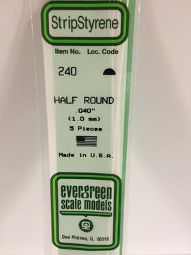 [ EG240 ] Evergreen styrene half-rond 1mm x 360mm (6st.)  