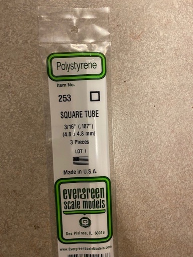 [ EG253 ] Evergreen styrene vierkante buis 4.8x4.8x350mm (3st)