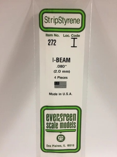 [ EG272 ] Evergreen styrene 'H' Profiel 2   mm (4s.)
