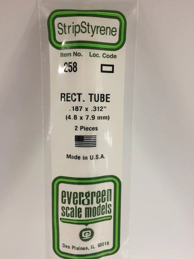 [ EG258 ] Evergreen rechthoekige buis styrene  4.8x7.9 mm(2s.)