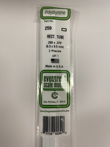 [ EG259 ] Evergreen styrene rechthoekige buis 6.3x9.5x360mm(2s.)
