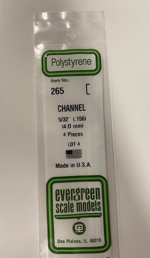 [ EG265 ] Evergreen styrene 'U' Profiel 4mm x350mm (4st.)