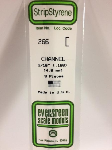 [ EG266 ] Evergreen styrene 'U' Profiel 4.8mmx350mm (3st.)   