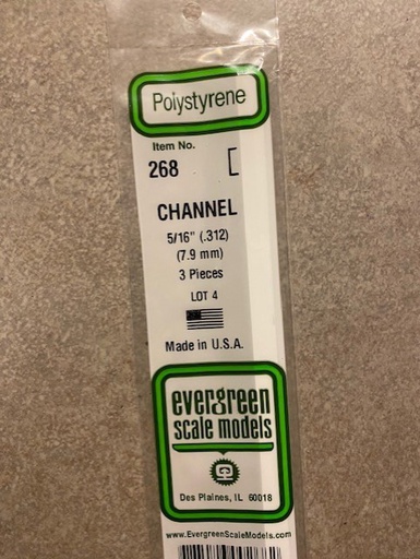 [ EG268 ] Evergreen styrene 'U' Profiel 7.9x2.4x350mm (2s.)  