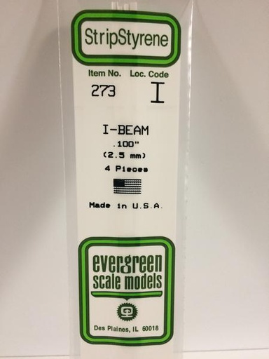 [ EG273 ] Evergreen styrene " H " Profiel 2.5x350mm (4st)