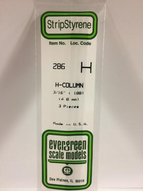 [ EG286 ] Evergreen styrene  'H' Profiel 4.8mmx360mm (3st.)   