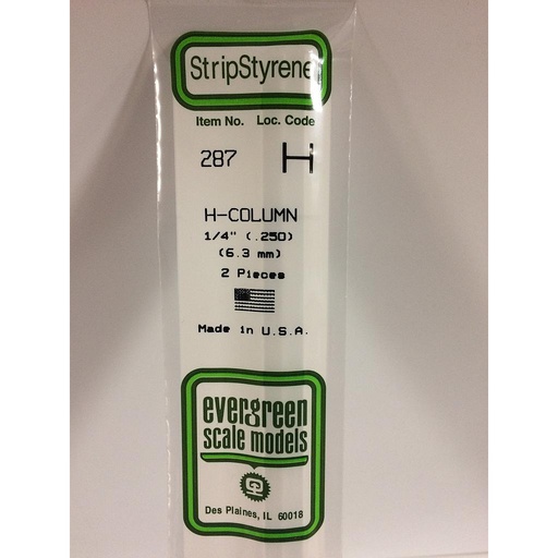 [ EG287 ] Evergreen styrene 'H' Profiel 6.3mmx360mm  (2st)