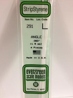 [ EG291 ] Evergreen styrene 'L' Profiel 1.5mmx350mm (4s.)