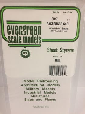 [ EG3047 ] Evergreen passenger car V-groef  2 1/4" spacing  0.75x150x300mm 1st