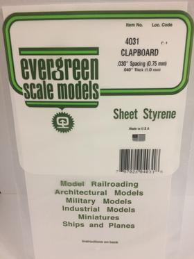 [ EG4031 ] Evergreen clapboard 0.75mm spacing  1.0x150x300mm 1st
