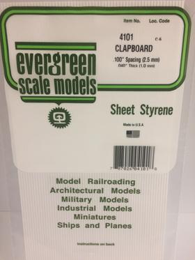 [ EG4101 ] Evergreen clapboard 2.5 mm spacing 1.0x150x300mm 1st