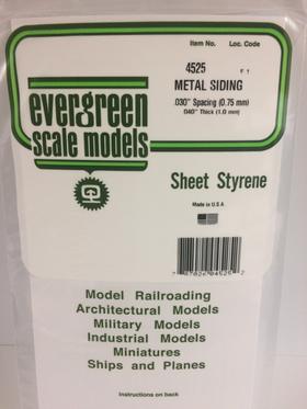 [ EG4525 ] Evergreen styrene metal sliding / golfplaat imitatie  0.75mm spatie 150x300mm