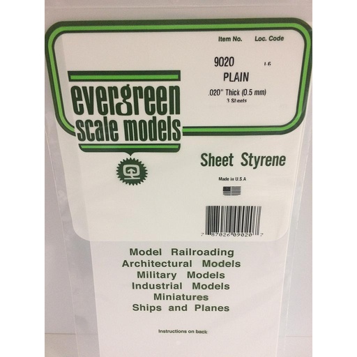 [ EG9020 ] Evergreen styrene plaat 0.5x150x300mm 3st