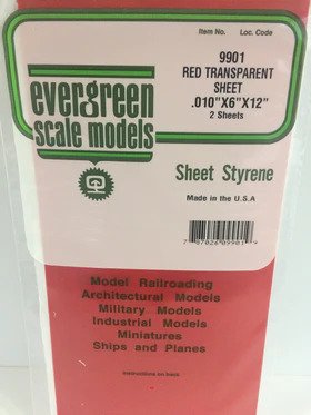 [ EG9901 ] Evergreen plaat rood transparant 15x30cm 2st
