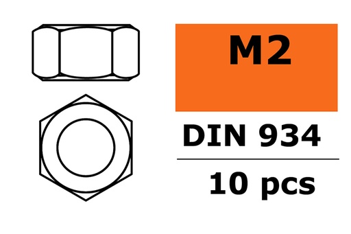 [ GF-0150-002 ] Zeskantmoer - M2 - Gegalvaniseerd staal - 10 st 