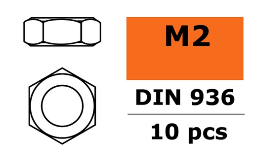 [ GF-0151-001 ] Lage zeskantmoer - M2 - Gegalvaniseerd staal - 10 st 
