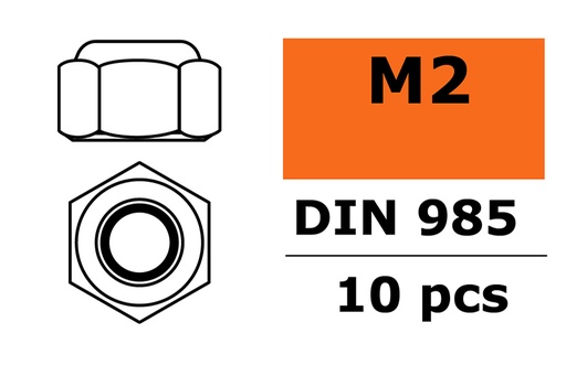 [ GF-0152-001 ] Zelfborgende zeskantmoer - M2 - Gegalvaniseerd staal - 10 st 