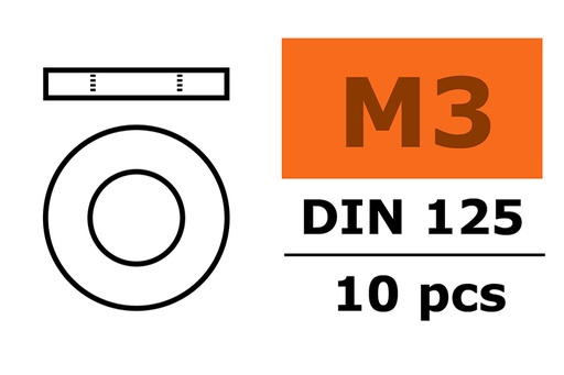 [ GF-0154-005 ] Vlakke sluitring - M3 - Gegalvaniseerd staal - 10 st 