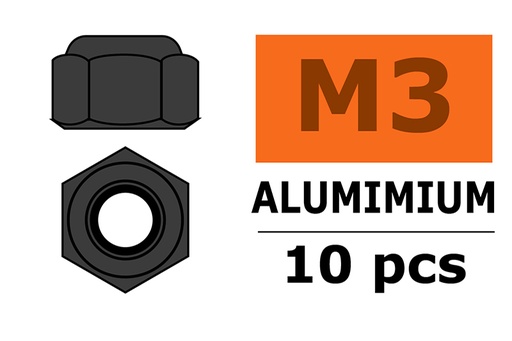 [ GF-0400-033 ] Aluminium zelfborgende zeskantmoer - M3 - Gun Metaal - 10 st 