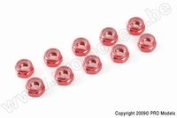 [ GF-0400-045 ] Aluminium zelfborgende zeskantmoer - M4 - Rood - 10 st 