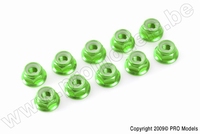 [ GF-0401-031 ] Aluminium zelfborgende zeskantmoer met flens - M3 - Groen - 10 st 