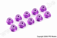 [ GF-0401-032 ] Aluminium zelfborgende zeskantmoer met flens - M3 - Paars - 10 st 