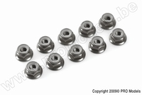 [ GF-0401-043 ] Aluminium zelfborgende zeskantmoer met flens - M4 - Gun Metaal - 10 st 