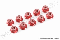 [ GF-0401-055 ] Aluminium zelfborgende zeskantmoer met flens - M5 - Rood - 10 st 