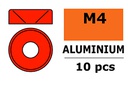 [ GF-0405-045 ] Aluminium sluitring - voor M4 Verzonkenkopschroeven - BD=10mm - Rood - 10 st 