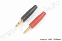 [ GF-1013-001 ] Connector - Banana - Goudcontacten 4mm - Zwart + Rood - 1 paar 