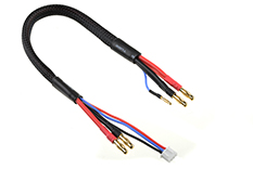 [ GF-1202-125 ] Laad-/balanceer-kabel - 4mm Bullit connector 2S -  Lader 2S XH connector - 2mm Bullit connector - 14AWG Siliconen-kabel - 30cm - 1 st 