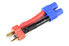 [ GF-1301-075 ] Power adapterkabel - Deans connector vrouw. <=> EC-3 connector vrouw. - 12AWG Siliconen-kabel - 1 st 
