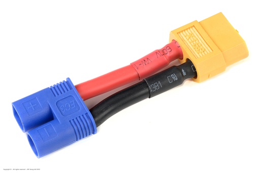 [ GF-1301-106 ] Power adapterkabel - EC-3 connector man. <=> XT-60 connector vrouw. - 12AWG Siliconen-kabel - 1 st 