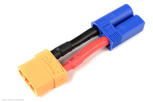 [ GF-1301-118 ] Power adapterkabel - EC-5 connector man. - XT-90 connector vrouw. - 10AWG Siliconen-kabel - 1 st 