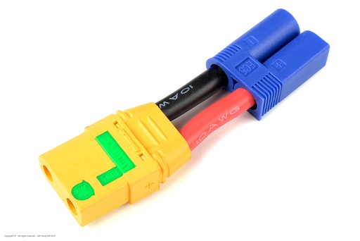 [ GF-1301-119 ] Power adapterkabel - EC-5 connector man. - XT-90 AS "Anti-Spark" connector vrouw. - 10AWG Siliconen-kabel - 1 st 