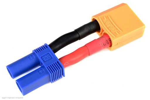 [ GF-1301-125 ] Power adapterkabel - EC-5 connector vrouw. <=> XT-90 connector man. - 10AWG Siliconen-kabel - 1 st 