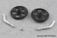 [ GF-2306-001 ] Wielassen - gebogen - voor 2mm carbon staven - incl. wielen - 2 st 