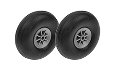 [ GF-3165-005 ] Vliegtuig wielen - Rubber met Nylon velg - 63mm - As Dia. 4mm - 2 st 