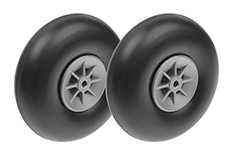 [ GF-3165-009 ] Vliegtuig wielen - Rubber met Nylon velg - 100mm - As Dia. 4mm - 2 st 