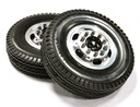 [ INC25546BLACK ] ALU FRONT WHEEL + TIRE SET FOR TAMIYA 1/14 