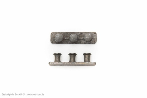 [ AE5449-04 ] Aeronaut Driedubbele bolder van gepolijst metaal (L:42mm B:8mm H:9mm)