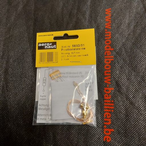 [ AE5660-51 ] Aeronaut positielantaarn met ledje warm wit 3-14volt  2st