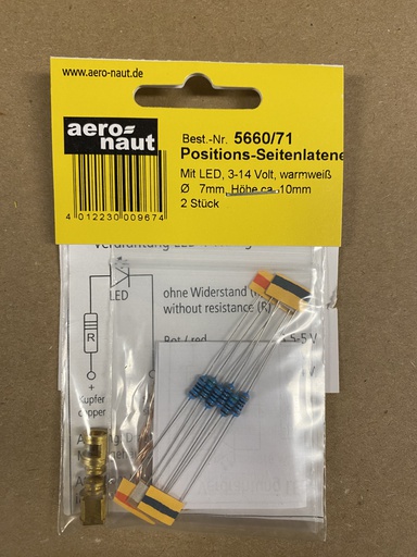 [ AE5660-71 ] Aero-naut positie lichtjes zijkant ledjes warmwit 3-14volt 7 mm 2st