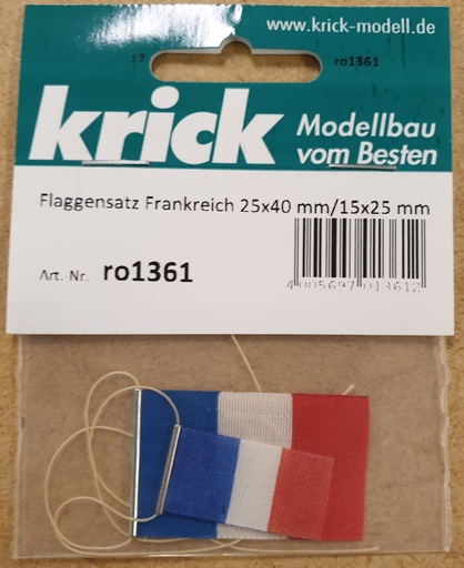 [ KRRO1361 ] Krick vlag Frankrijk grote 25x40mm/kleine15x30 mm 